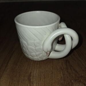 Vintage 1983 Fitz & Floyd Pottery 2 Swans Entwined 3D Neck Handle Mug Cup